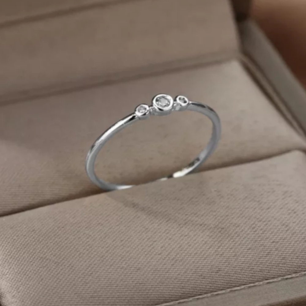 3 White Gold Over 925 Sterling Silver Stacking Rings